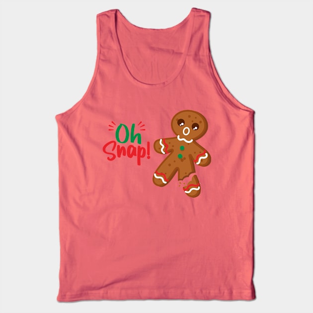 Gingerbread Man Oh Snap! Snapped Leg Funny Christmas Tank Top by Messy Nessie